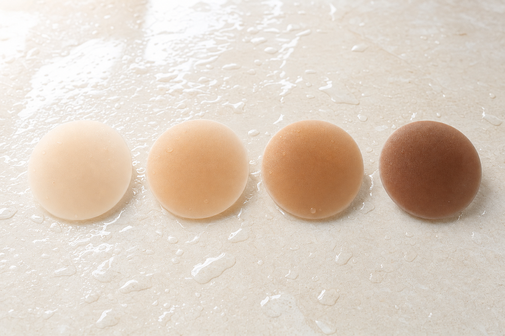 Nipple covers i fyra hudnyanser: cream, natural, bronze och cocoa
